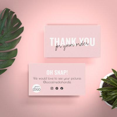 Girly Pink Chic Thank you Snap & Share Custom Logo