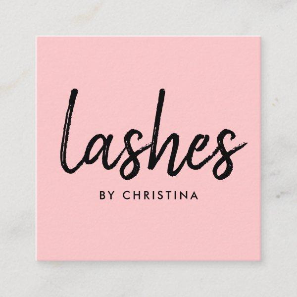 Girly pink glam eyelashes modern lashes script square