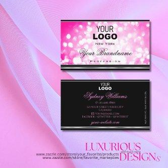 Girly Pink Glitter Black Silver Border and Logo