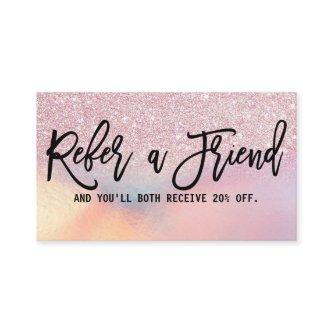 Girly Pink Glitter Iridescent Ombre Referral Card