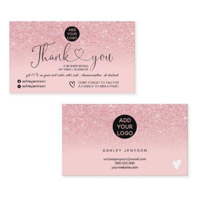 Girly pink glitter logo blush pink order thank you