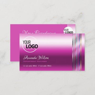 Girly Pink Glossy Effect Colorful Stripes and Logo