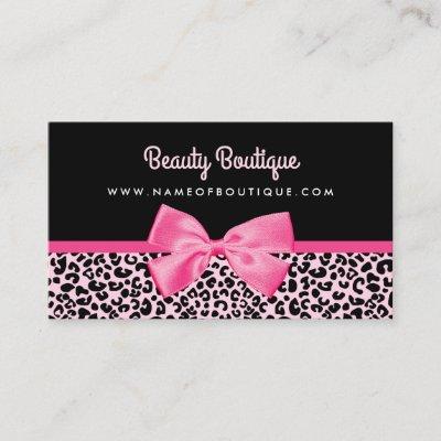 Girly Pink Leopard Print Cute Bow Beauty Boutique