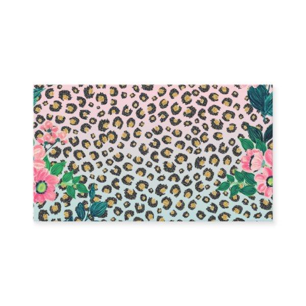 Girly Pink Mint Ombre Floral Glitter Leopard Print