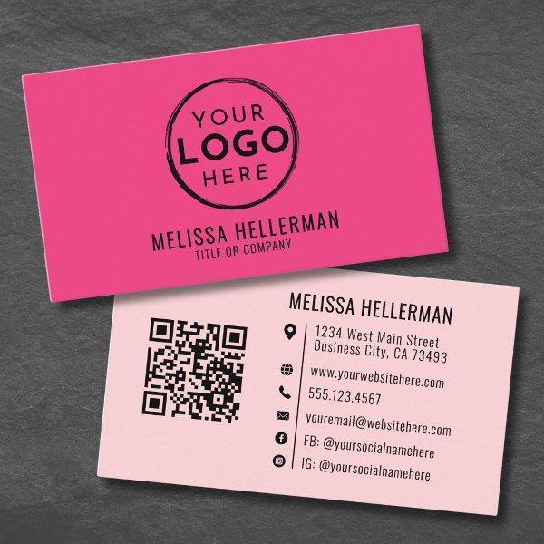 Girly Pink Modern Minimalist Logo QR Code