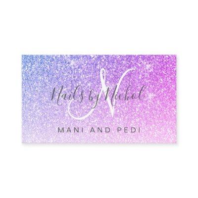 Girly Pink Purple Glitter Mani Pedi Nail Salon