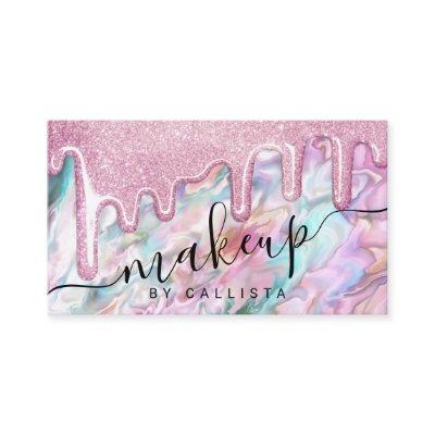 Girly Pink Teal Pearl Opal Glitter Drips Makeup