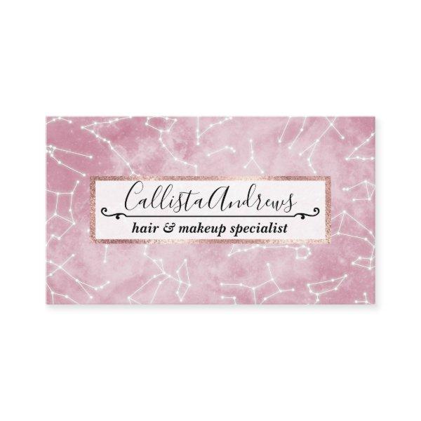 Girly Pink White Star Zodiac Constellations Nebula