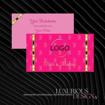 Girly Pink with Logo Letters Pattern Gold Stripes