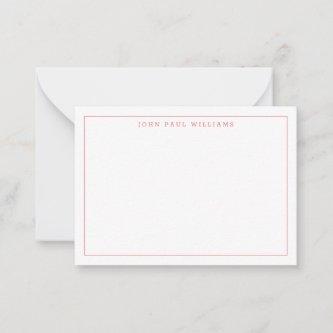 Girly Punch Pink Professional Simple Thin Border Note Card