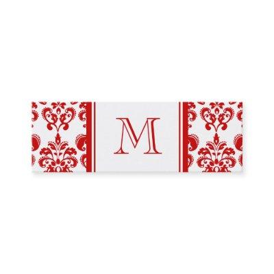 GIRLY RED DAMASK PATTERN 2 YOUR INITIAL MINI