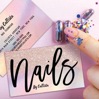 Girly Rose Gold Glitter Iridescent Nail Technician