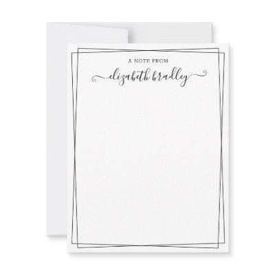 Girly Signature Script From The Desk Of Note Card