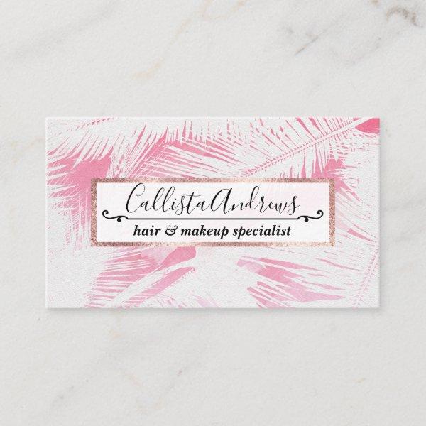 Girly Summer Pink White Tropical Palm Tree Fronds