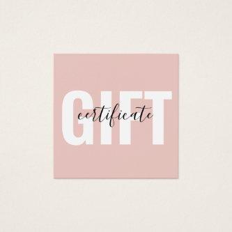 Girly Trendy Blush Pink Business Gift Certificate