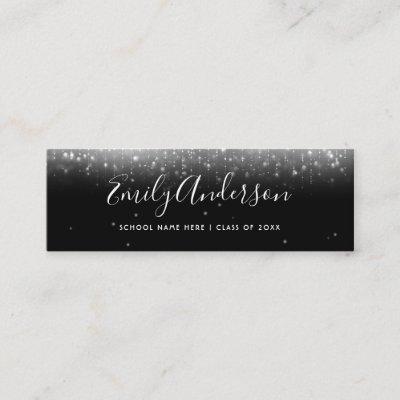 Glam Black and White Graduation Name Insert Card