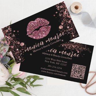Glam Black/Rose Gold Lips Makeup Artist QR Code