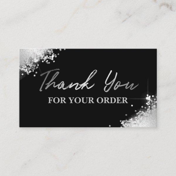 Glam Black Silver Glitter Thank You For Your Order