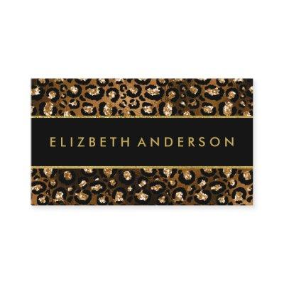 Glam Bronze Cheetah Print Professional Business Ca