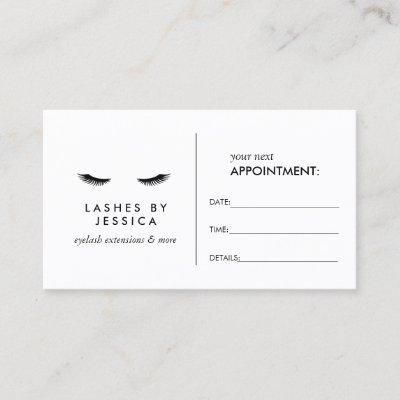 Glam Eyelashes Black and White Appointment Card