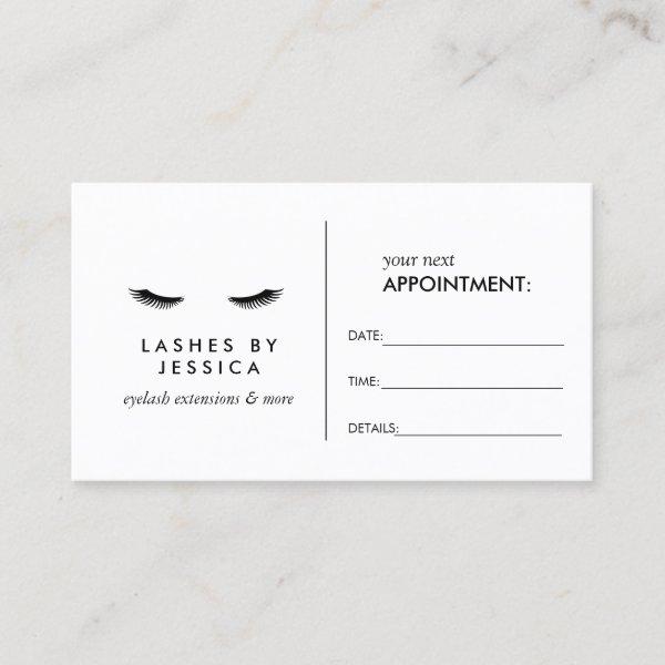 Glam Eyelashes Black and White Appointment Card