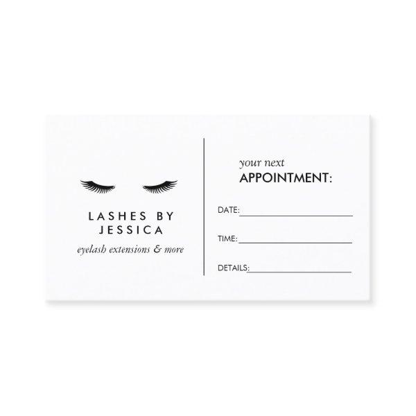 Glam Eyelashes Black and White Appointment Card