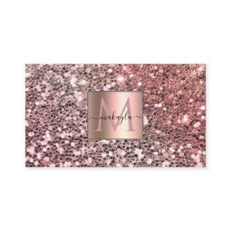 Glam Girly Blush Pink Gitter Design Name Monogram