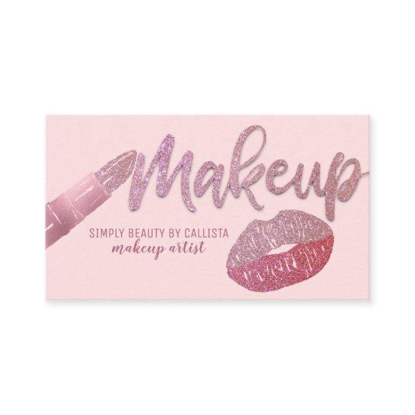 Glam Girly Blush Pink Glitter Foil Lips Makeup
