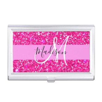 Glam Girly Hot Pink Glitter Sparkles Name Monogram  Case