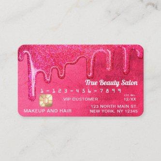 Glam Girly Neon Pink Thick Glitter Drips Credit