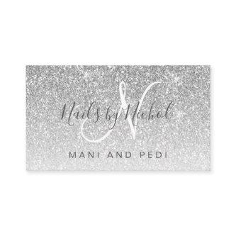 Glam Girly Silver Glitter Mani Pedi Nail Studio