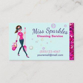 Glam Glitter Cartoon Maid House Cleaning Services