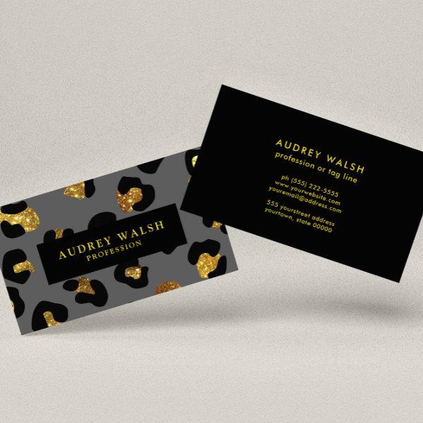 Glam Glitter Gold Gray Leopard print  Luxury