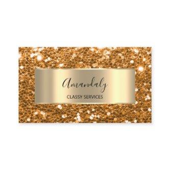 Glam Gold Frame Glitter QR Code Logo Shop Coral Bu