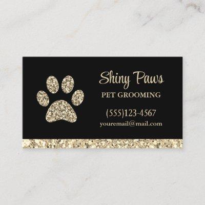 Glam Gold Glitter Dog Paw Print Pet Grooming