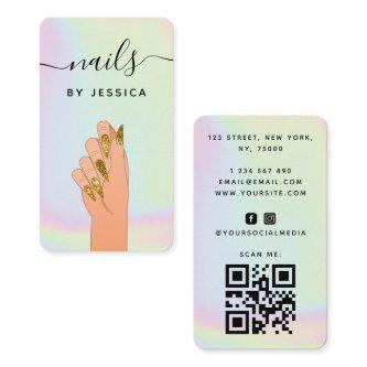 Glam Gold Glitter Nails Holographic Pastel Salon
