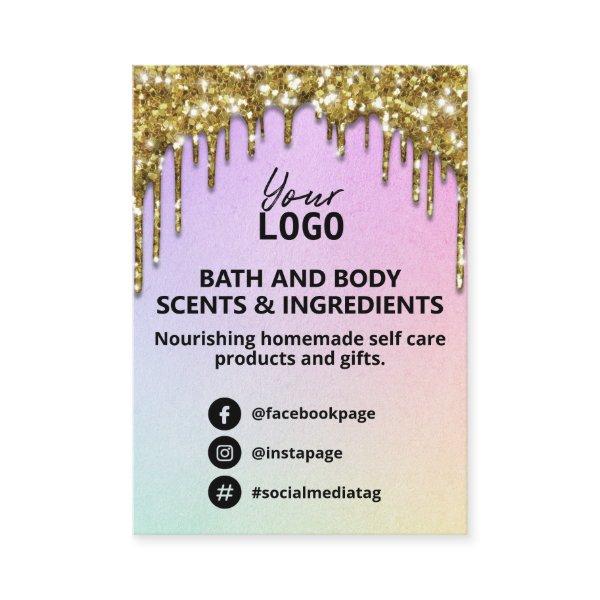 Glam Gold Glitter Rainbow Spa Ingredient List Logo