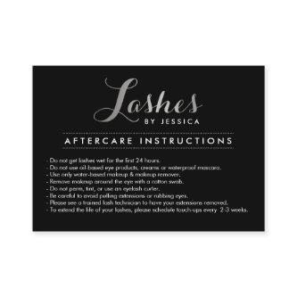 Glam Lashes Script Silver/Black Aftercare Card