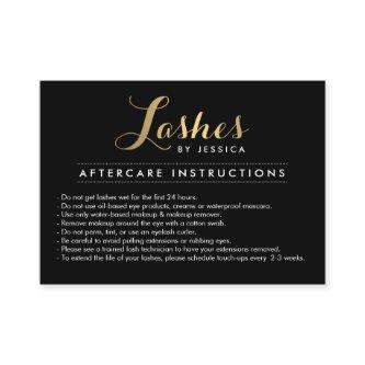 Glam Lashes Script Text Gold/Black Aftercare Card