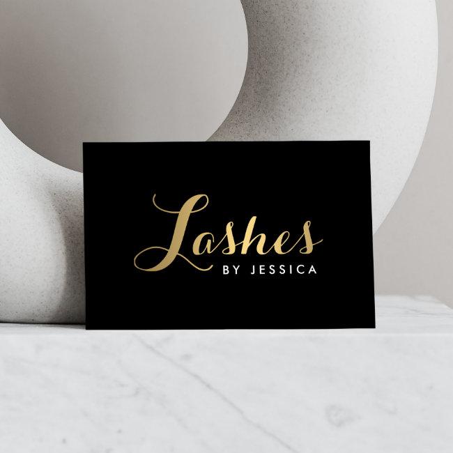 Glam Lashes Script Text Gold/Black