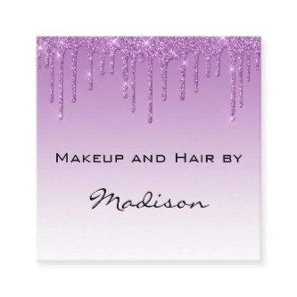 Glam Lilac Purple Glitter Drips Makeup Artist Square