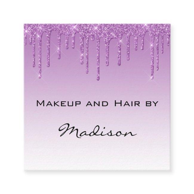 Glam Lilac Purple Glitter Drips Makeup Artist Square