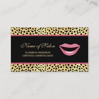 Glam Lips Black Gold Cheetah Print Cosmetologist