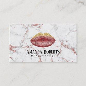 Glam Lips Makeup Artist Rose Gold Marble Salon