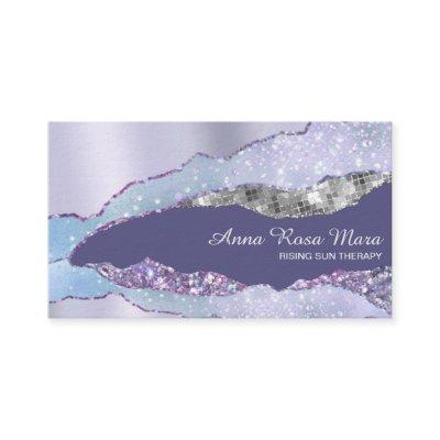 *~* Glam Pastel  Agate Geode Silver Glitter