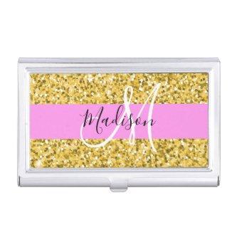Glam Pink and Gold Glitter Sparkles Monogram Name  Case