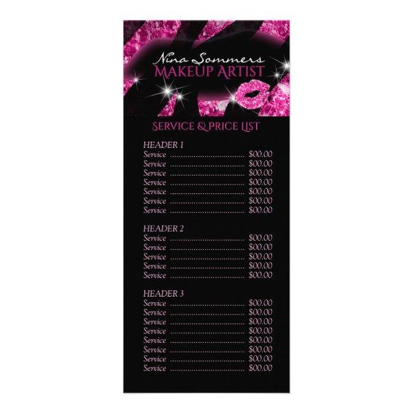 Glam Pink Black Glitter Price List Service Menu