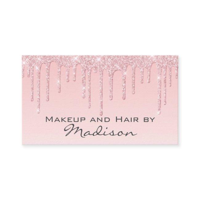 Glam Pink Rose Gold Glitter Drips Makeup Artist