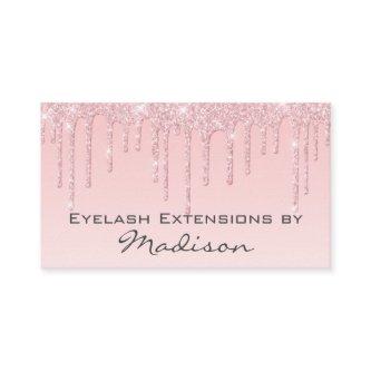Glam Pink Rose Gold Glitter Drips Makeup Eyelash