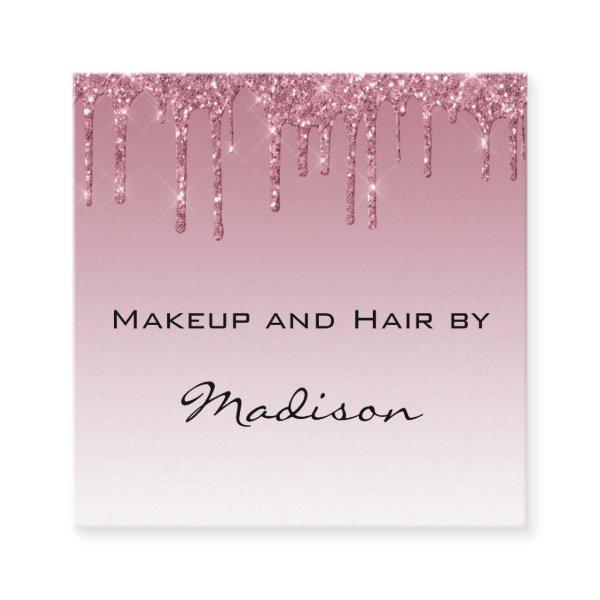 Glam Purple Rose Gold Glitter Drips Makeup Artist Square